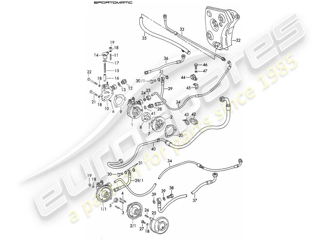 porsche 911 (1972) oil supply - for - torque converter - sportomatic - d - mj 1972>> - mj 1972 parts diagram