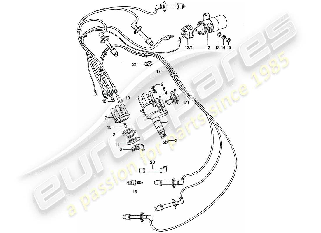 porsche 1975 (911) engine electrics part diagram