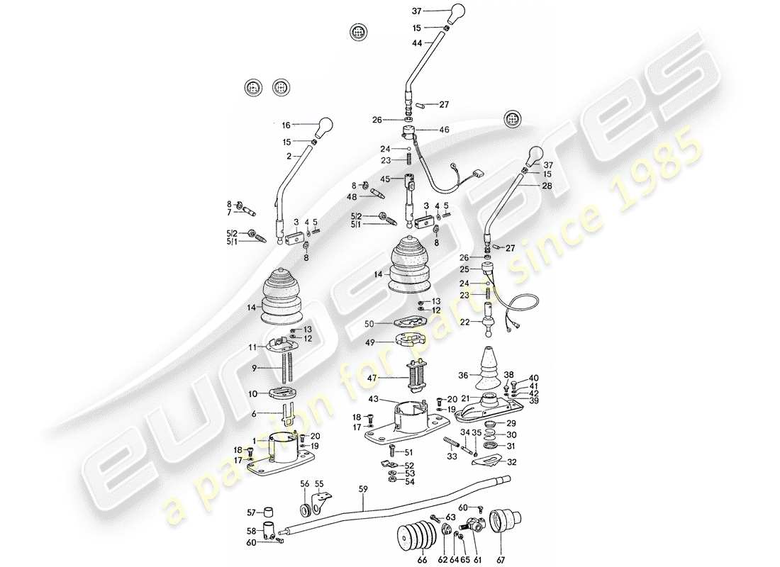 porsche 1975 (911) transmission control part diagram
