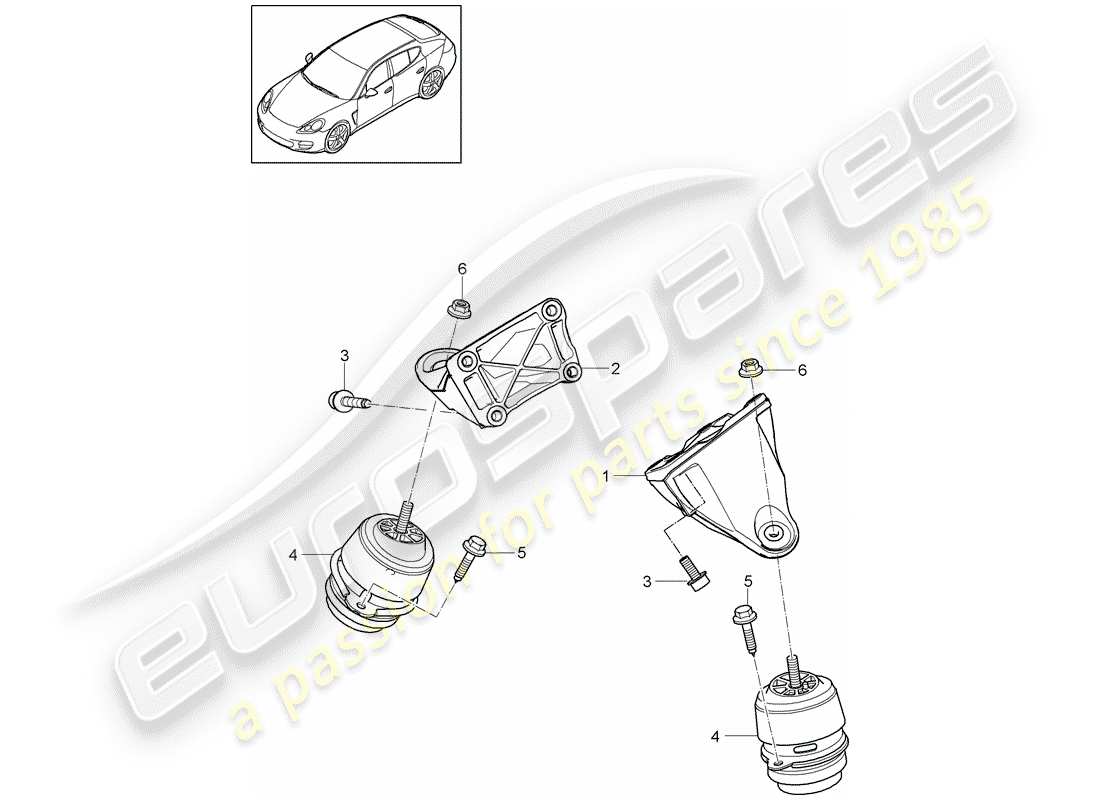 porsche panamera 970 (2014) engine suspension part diagram