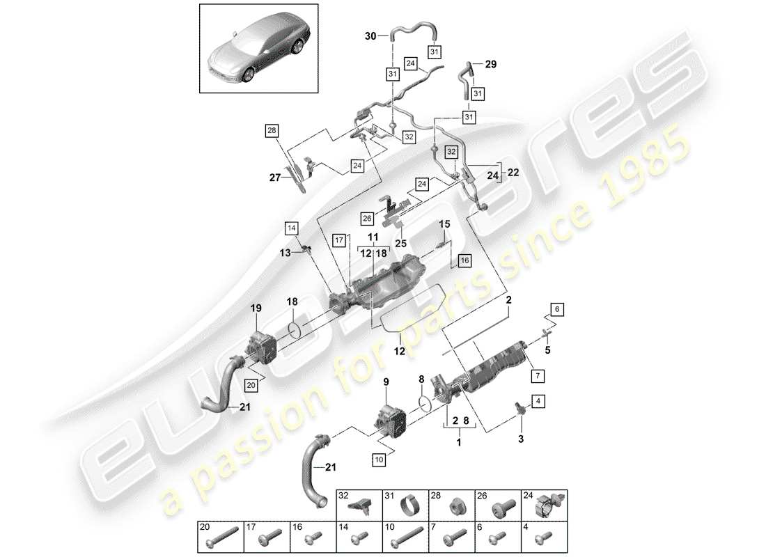 porsche 2020 (panamera 971-1) intake pipe part diagram
