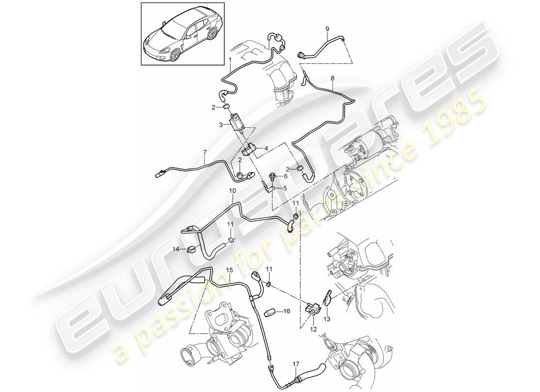 porsche panamera 970 (2014) control line part diagram