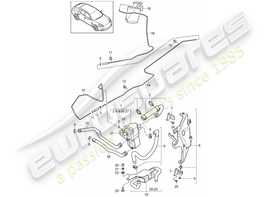 porsche 2011 (panamera 970) additional heater part diagram