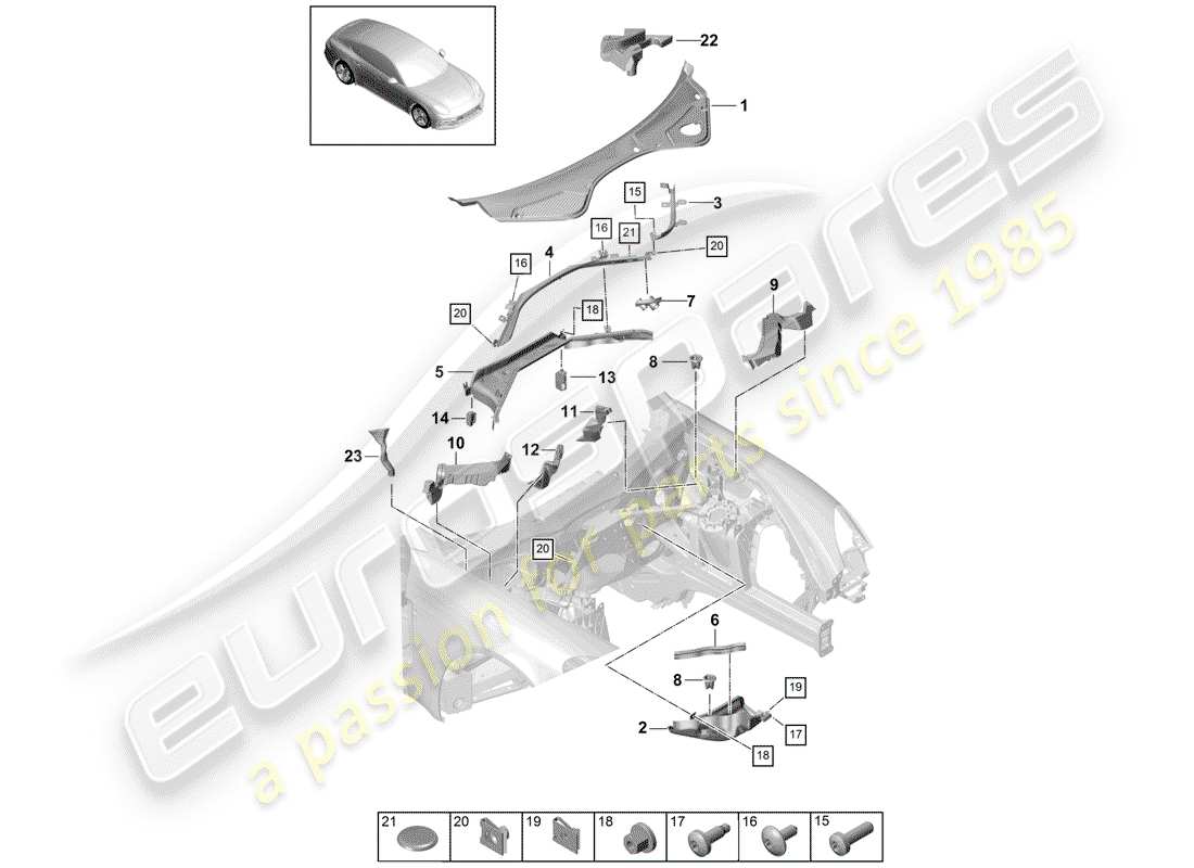 porsche 2019 (panamera 971-1) water box part diagram