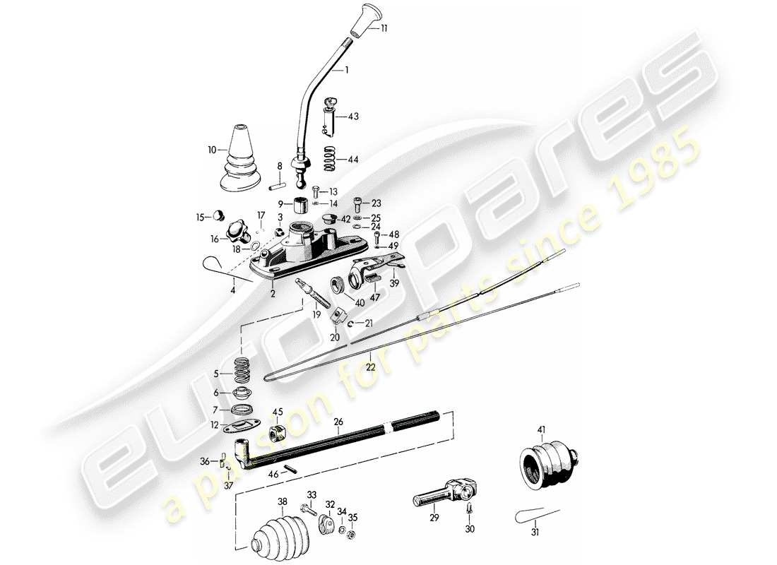 porsche 1962 (356b/356c) transmission control part diagram