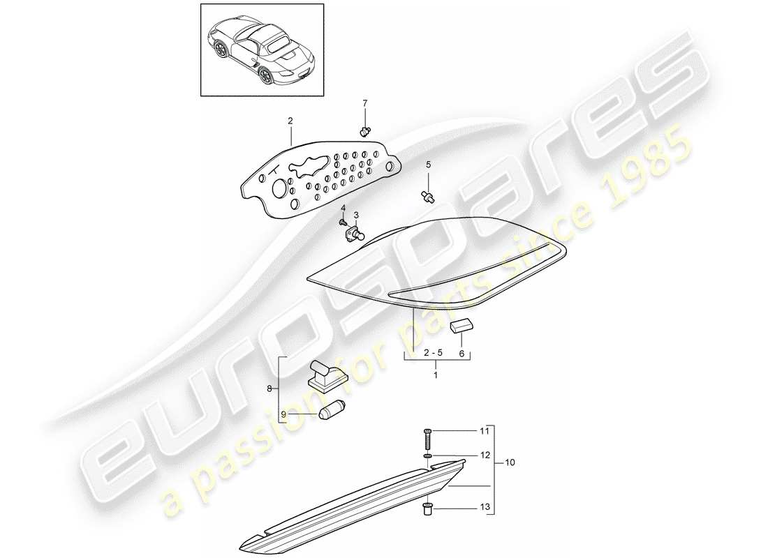 porsche 2011 (987 boxster) rear light part diagram