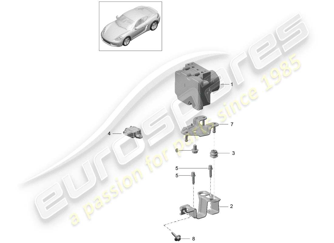 porsche 2018 (718 cayman) hydraulic unit part diagram