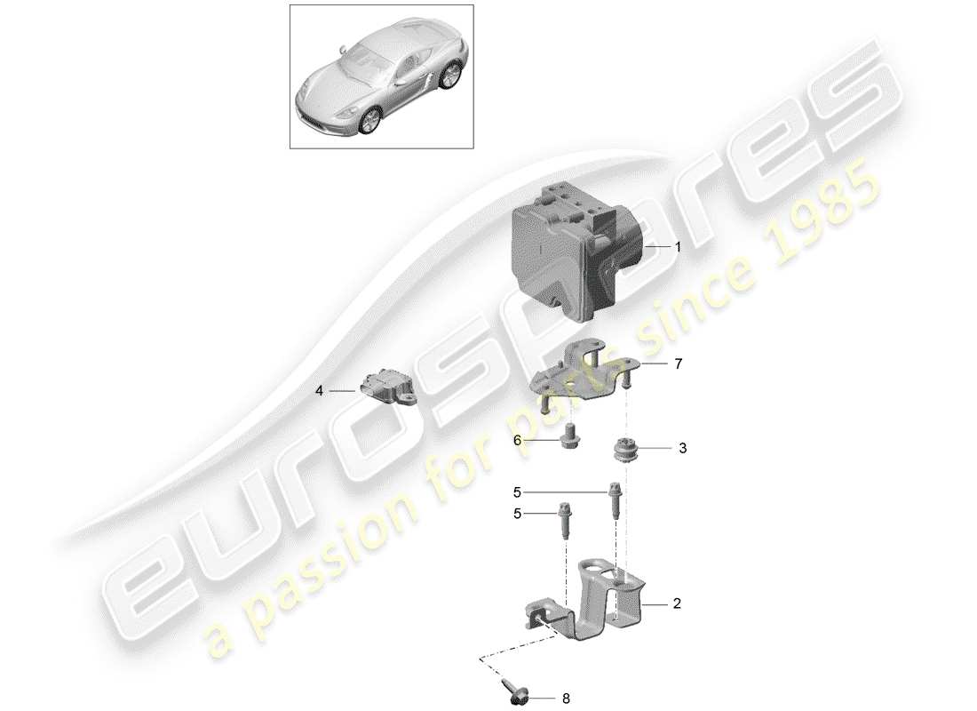 porsche 718 cayman (2018) hydraulic unit parts diagram