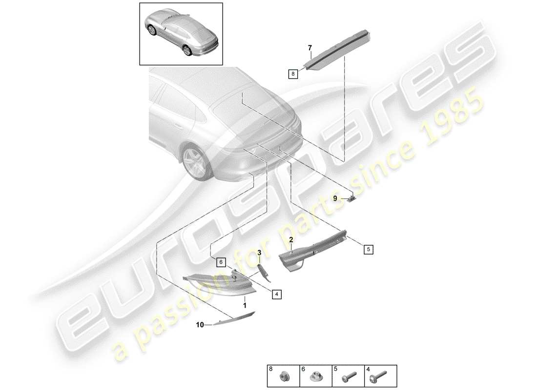 porsche panamera 971 (2017) rear light parts diagram