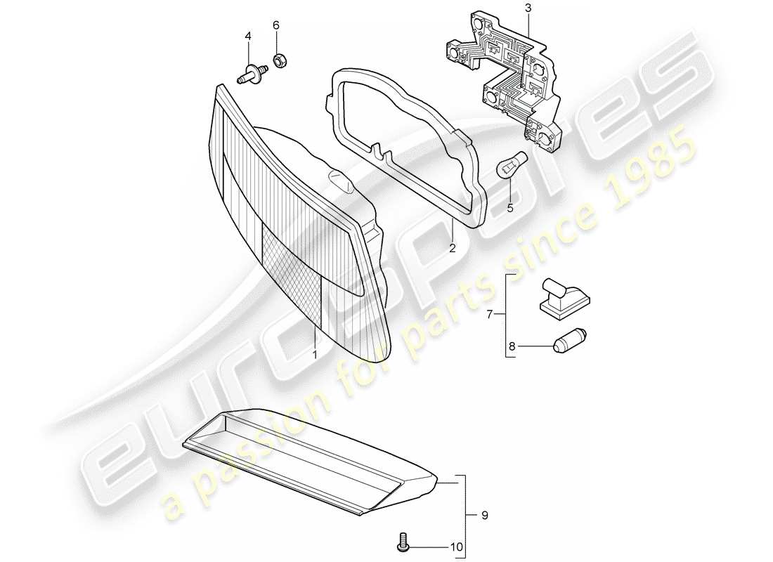 porsche 2007 (987 cayman) rear light part diagram