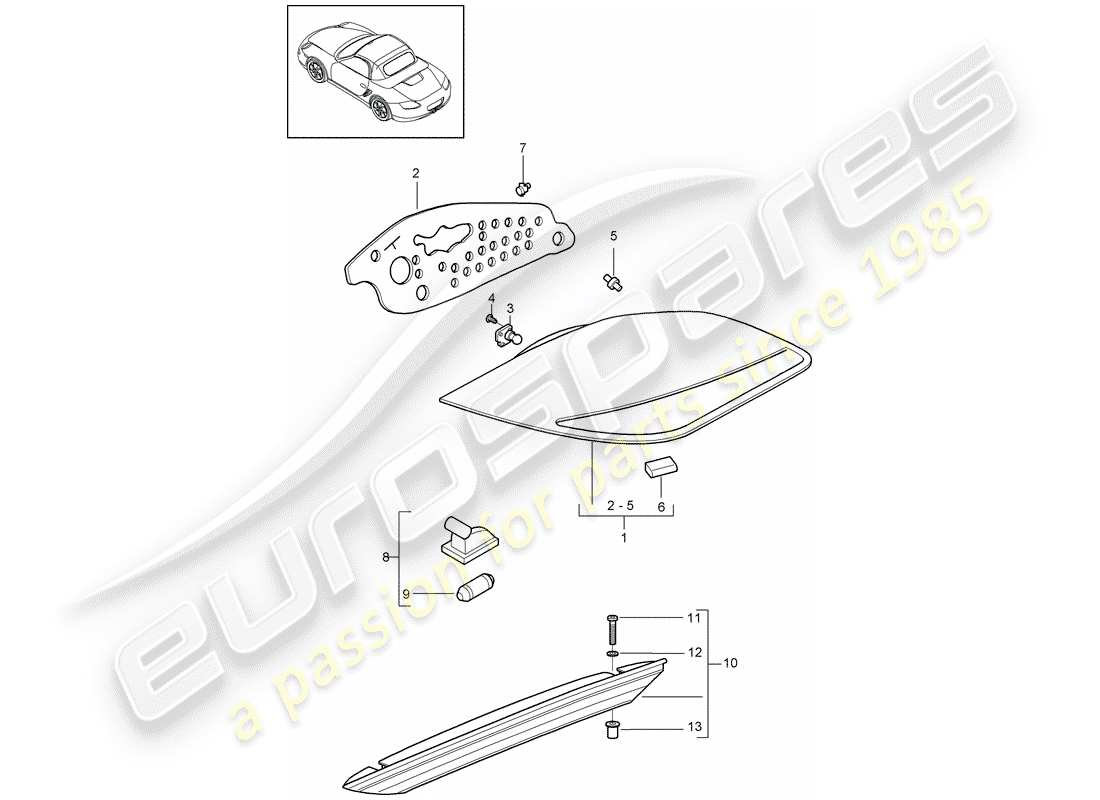 porsche boxster 987 (2012) rear light part diagram