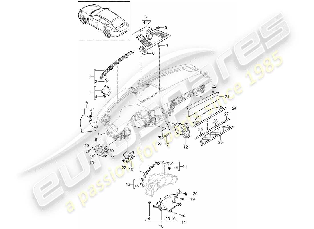 porsche 2016 (panamera 970) accessories part diagram