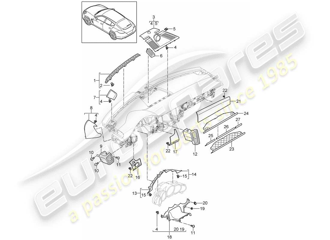 porsche panamera 970 (2016) accessories part diagram