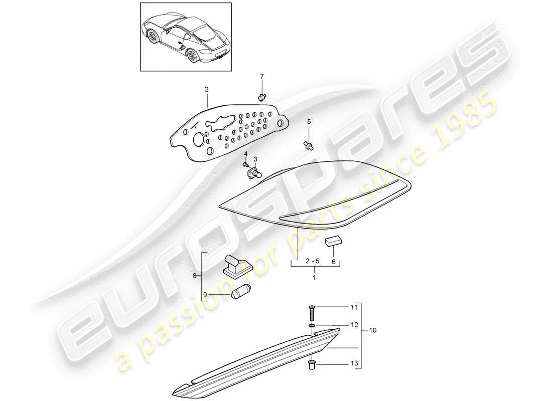 porsche 2012 (987 cayman) rear light part diagram