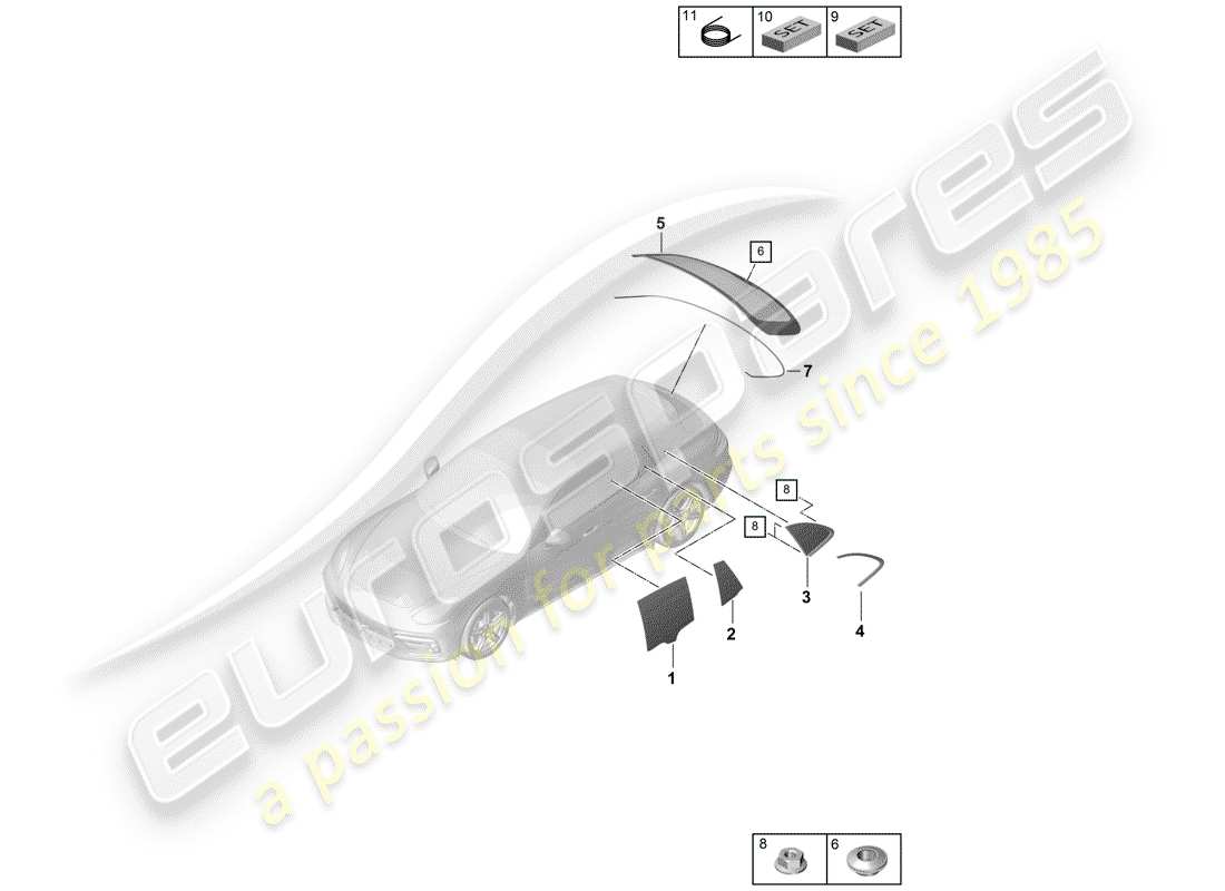 porsche 2017 (panamera 971-1) side window part diagram