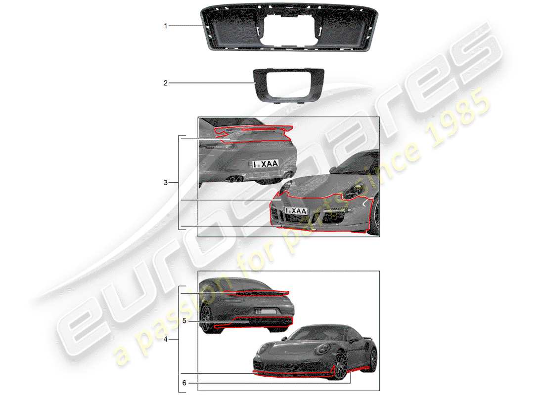 porsche 2017 (tequipment 98x/99x) aerokit part diagram