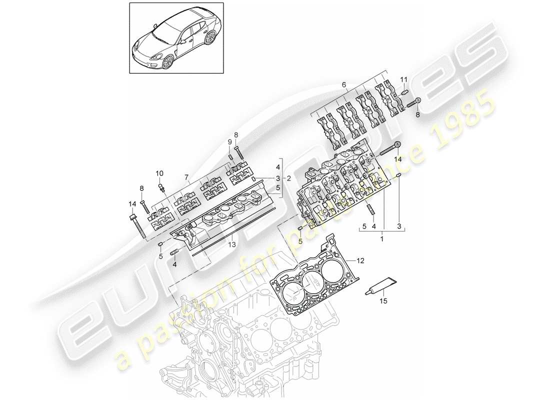 porsche panamera 970 (2014) cylinder head parts diagram