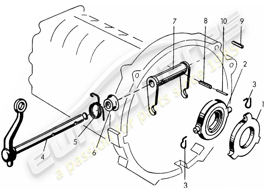 porsche 1955 (356/356a) clutch release - for - tunnel - transmission - g 11 001 >> 25 000 - - m 90 501 >> 91 000 part diagram