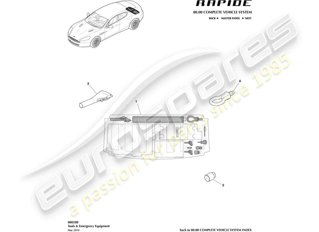 aston martin rapide (2010) tools & emergency equipment part diagram