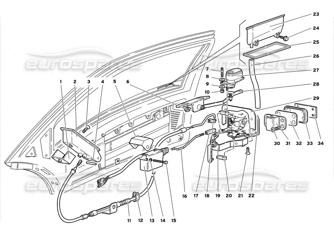 lamborghini diablo gt (1999) door mechanism parts diagram