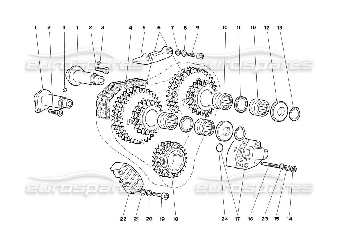 lamborghini diablo sv (1999) timing system parts diagram