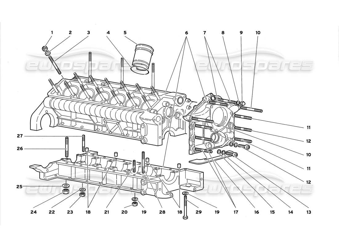 lamborghini diablo gt (1999) crankase and lower mounting parts diagram