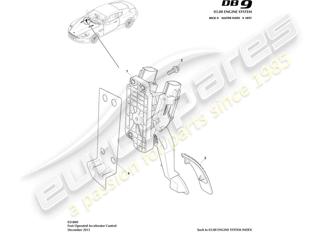 aston martin db9 (2005) accelerator control part diagram