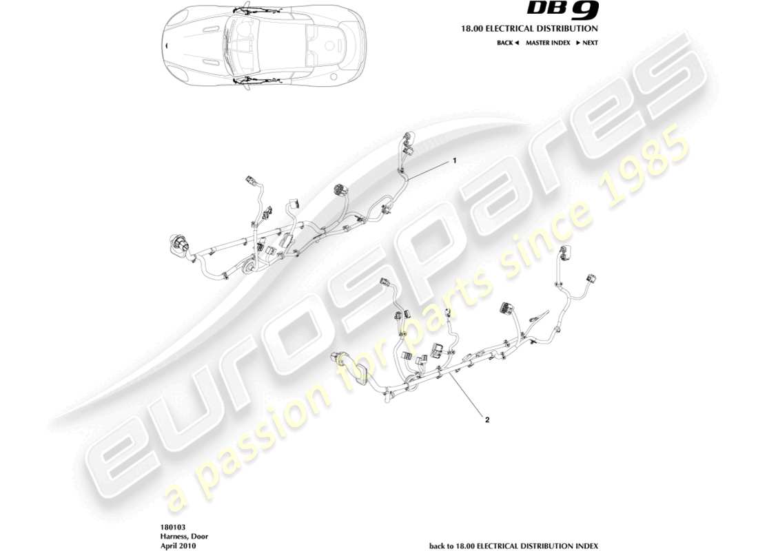 aston martin db9 (2004) door harness part diagram