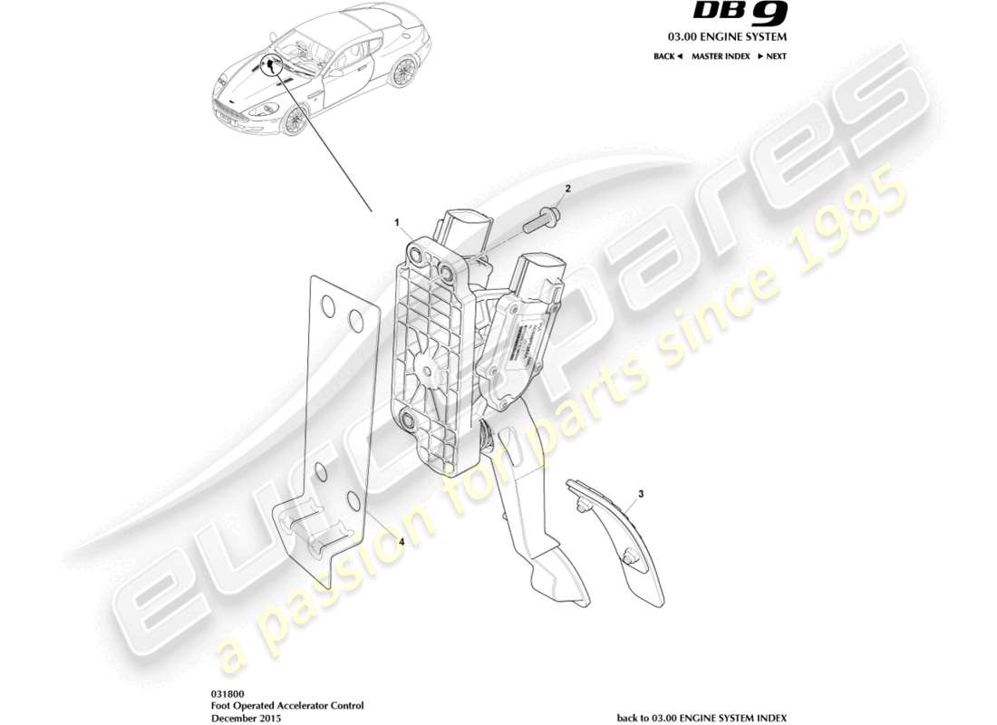 aston martin db9 (2004) accelerator control part diagram