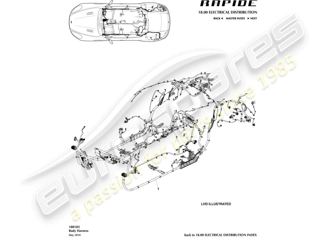 aston martin rapide (2010) body harness part diagram