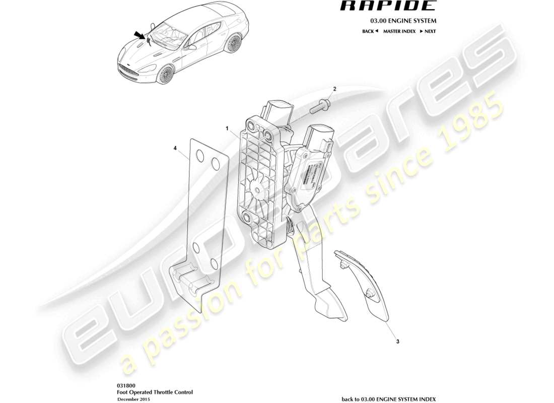 aston martin rapide (2010) throttle control part diagram