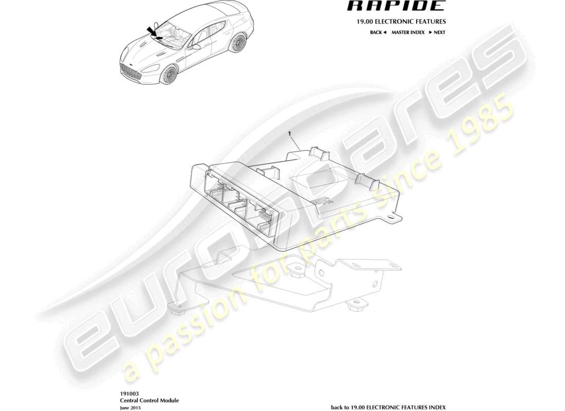 aston martin rapide (2010) central electronic module part diagram