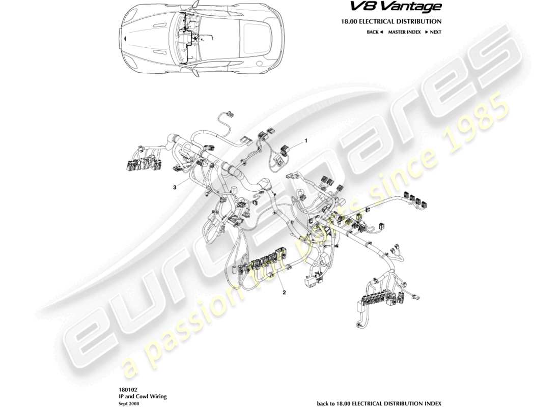 aston martin v8 vantage (2018) ip harness part diagram