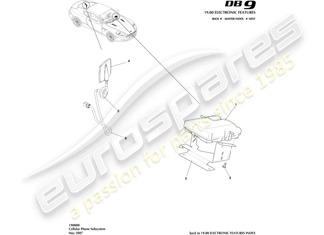 aston martin db9 (2008) cellular phone subsystem part diagram