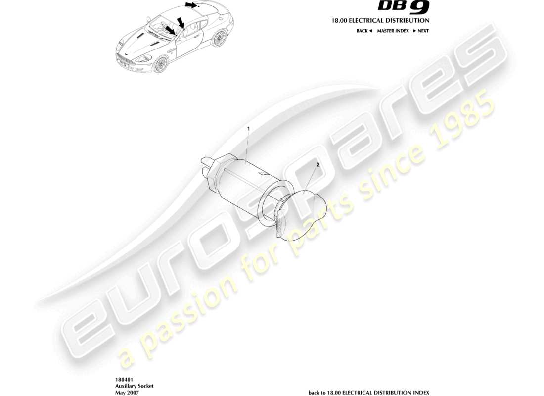 aston martin db9 (2004) auxiliary socket parts diagram