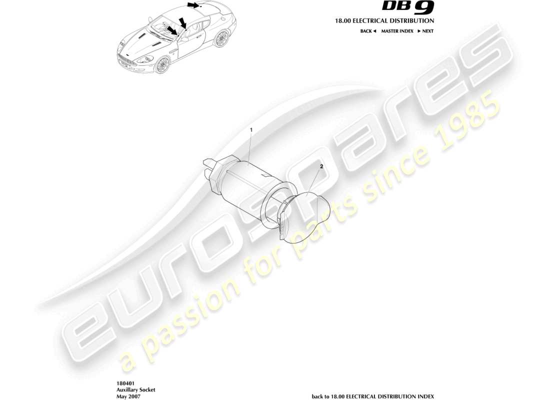 aston martin db9 (2004) auxiliary socket part diagram