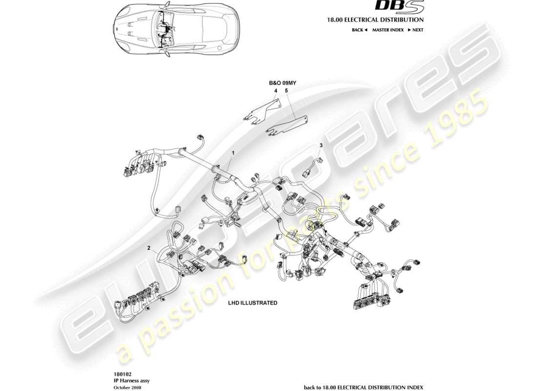 aston martin dbs (2013) ip harness part diagram