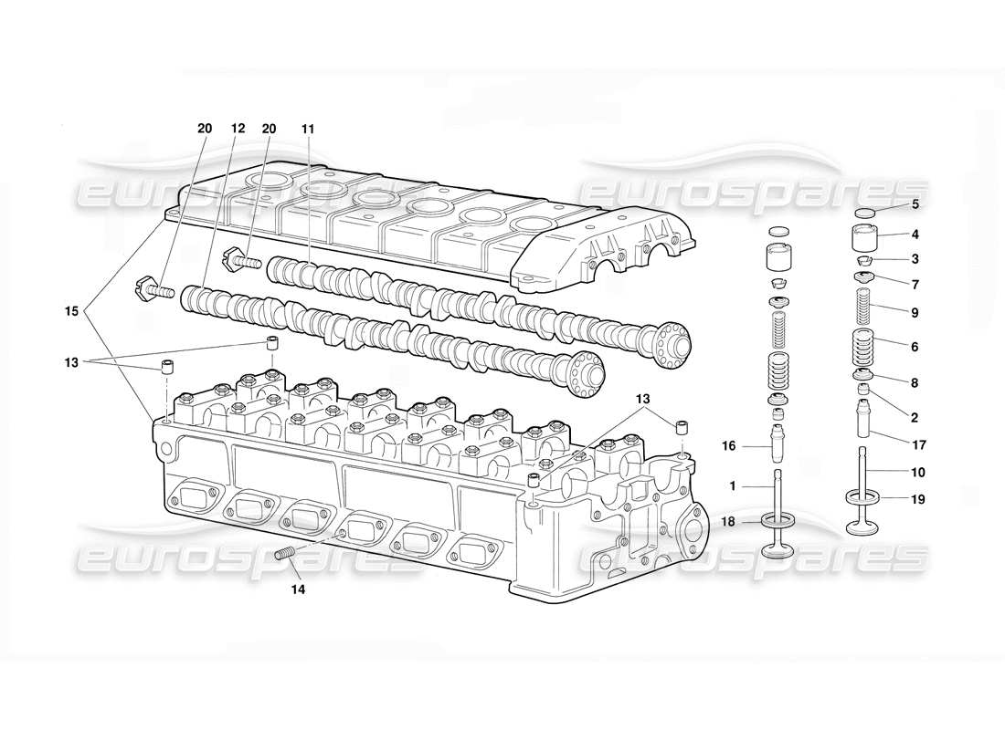 lamborghini diablo (1991) cylinder head, right parts diagram