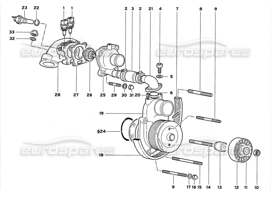 lamborghini diablo gt (1999) water pump parts diagram