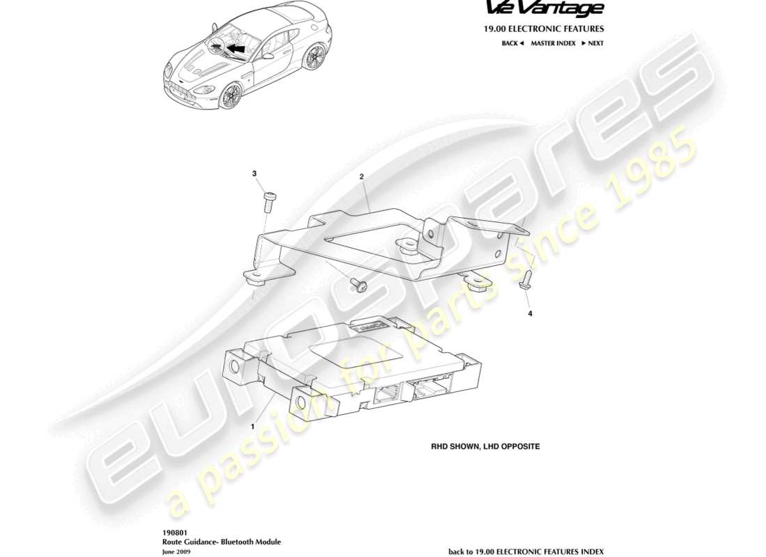 aston martin v12 vantage (2012) bluetooth subsystem part diagram