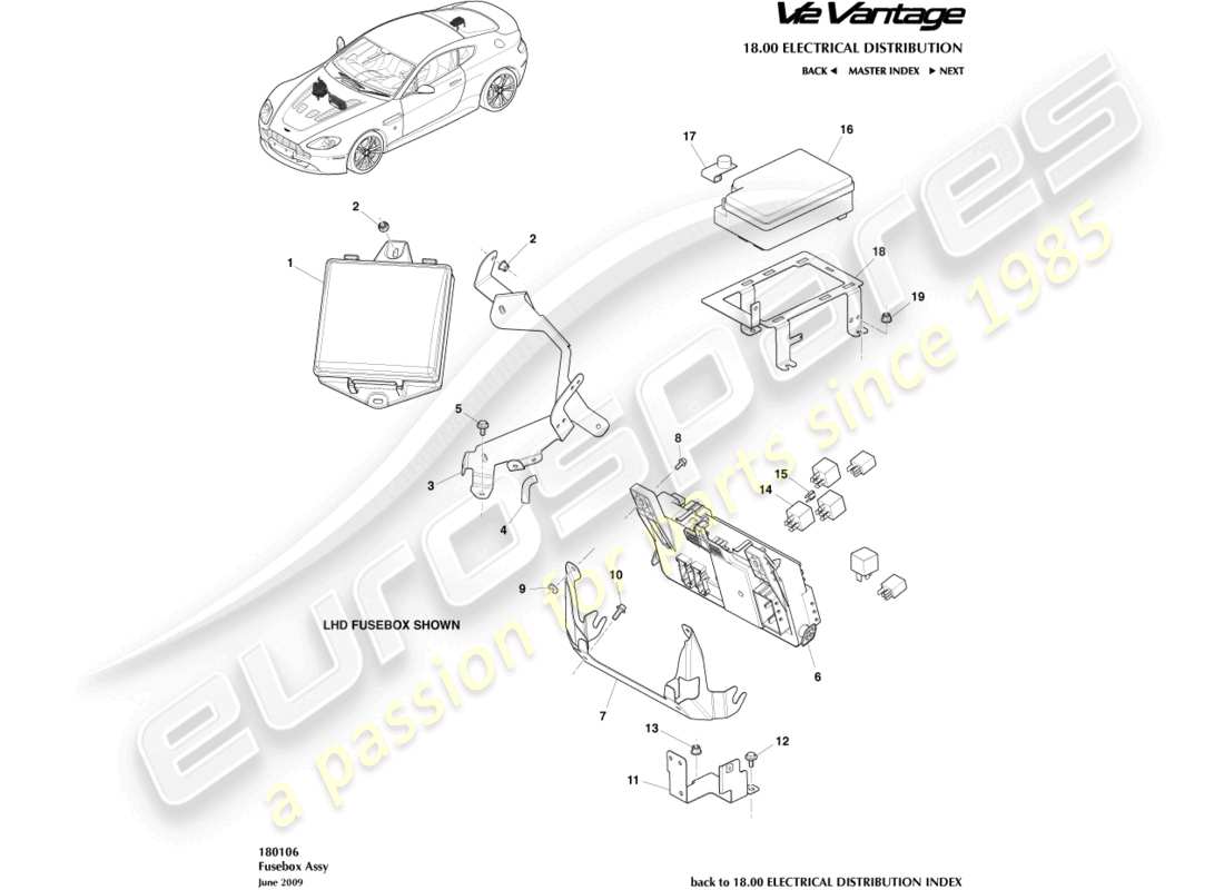 aston martin v12 vantage (2012) fuse panels part diagram