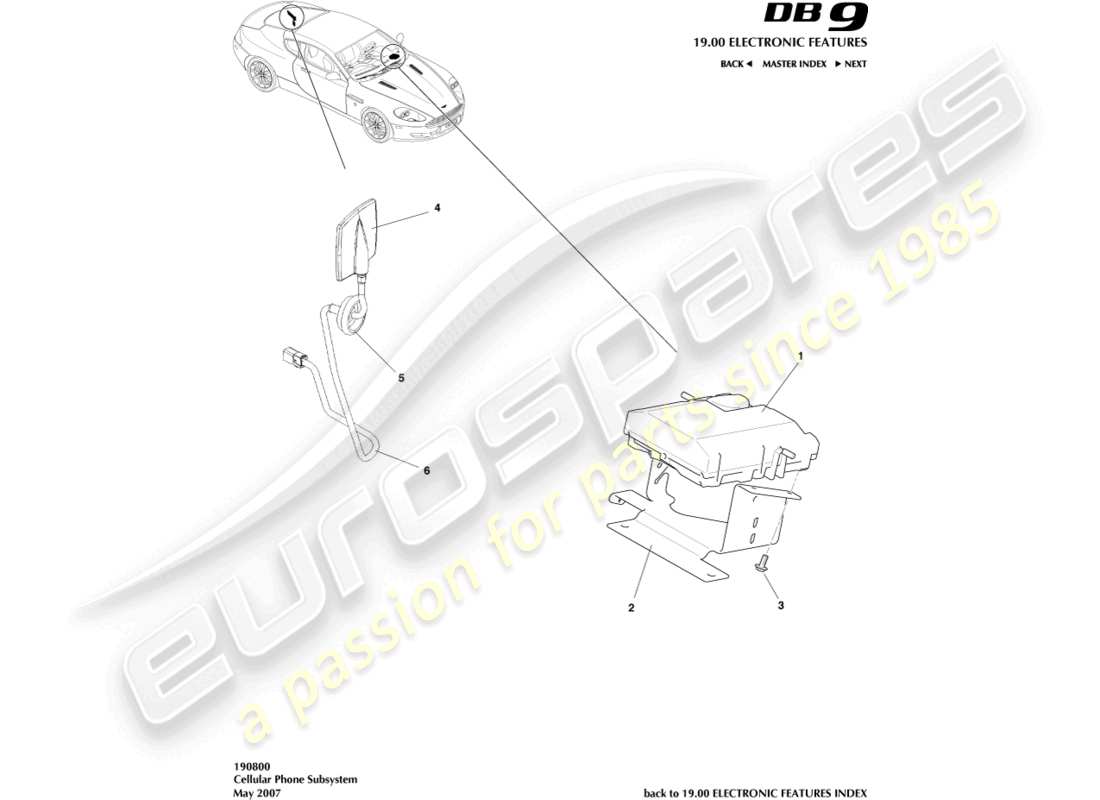 aston martin db9 (2006) cellular phone subsystem part diagram