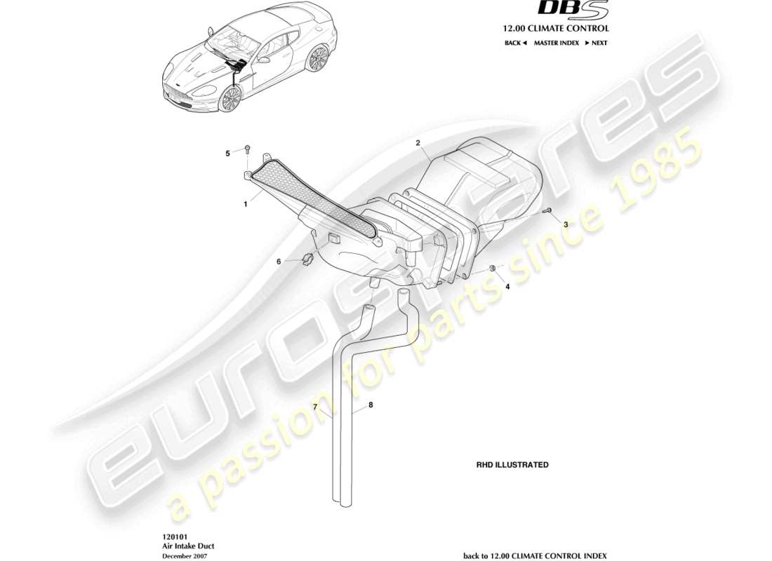 aston martin dbs (2012) air intake ducts part diagram