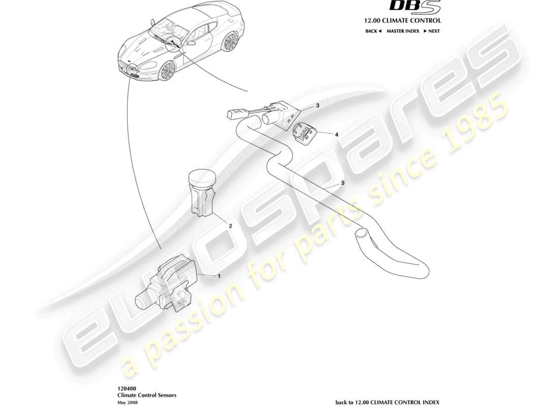 aston martin dbs (2009) sensors part diagram