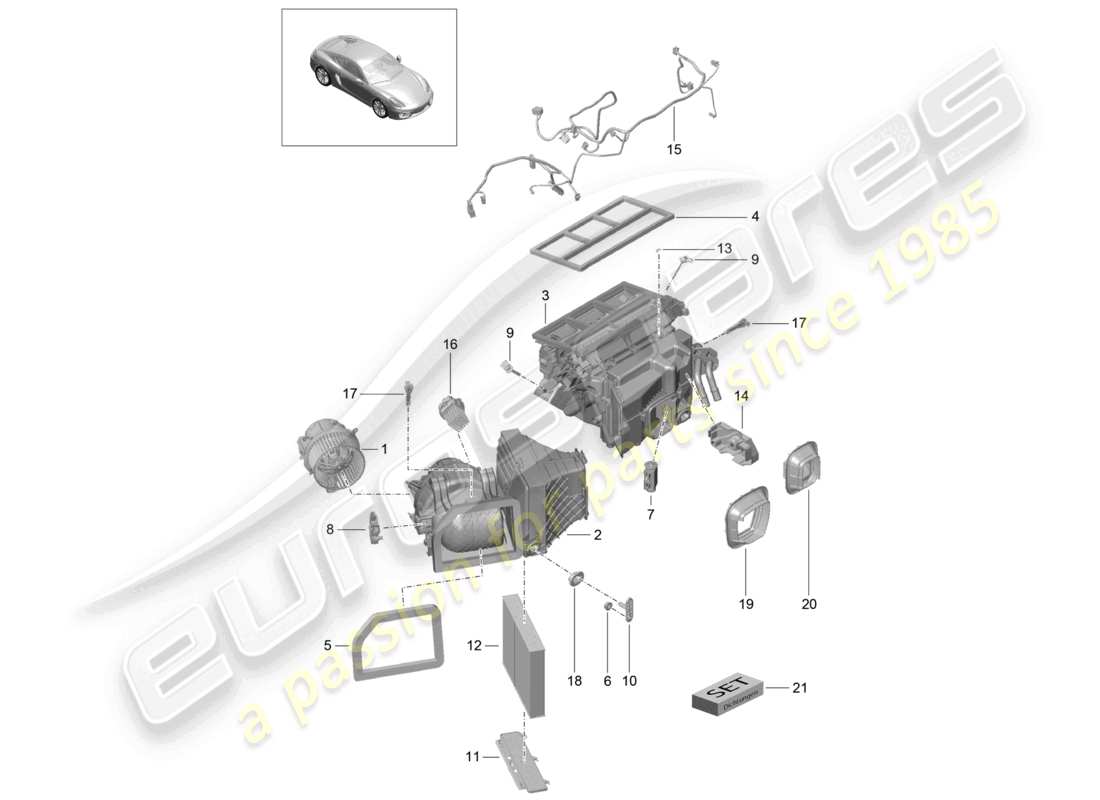 a part diagram from the porsche cayman parts catalogue