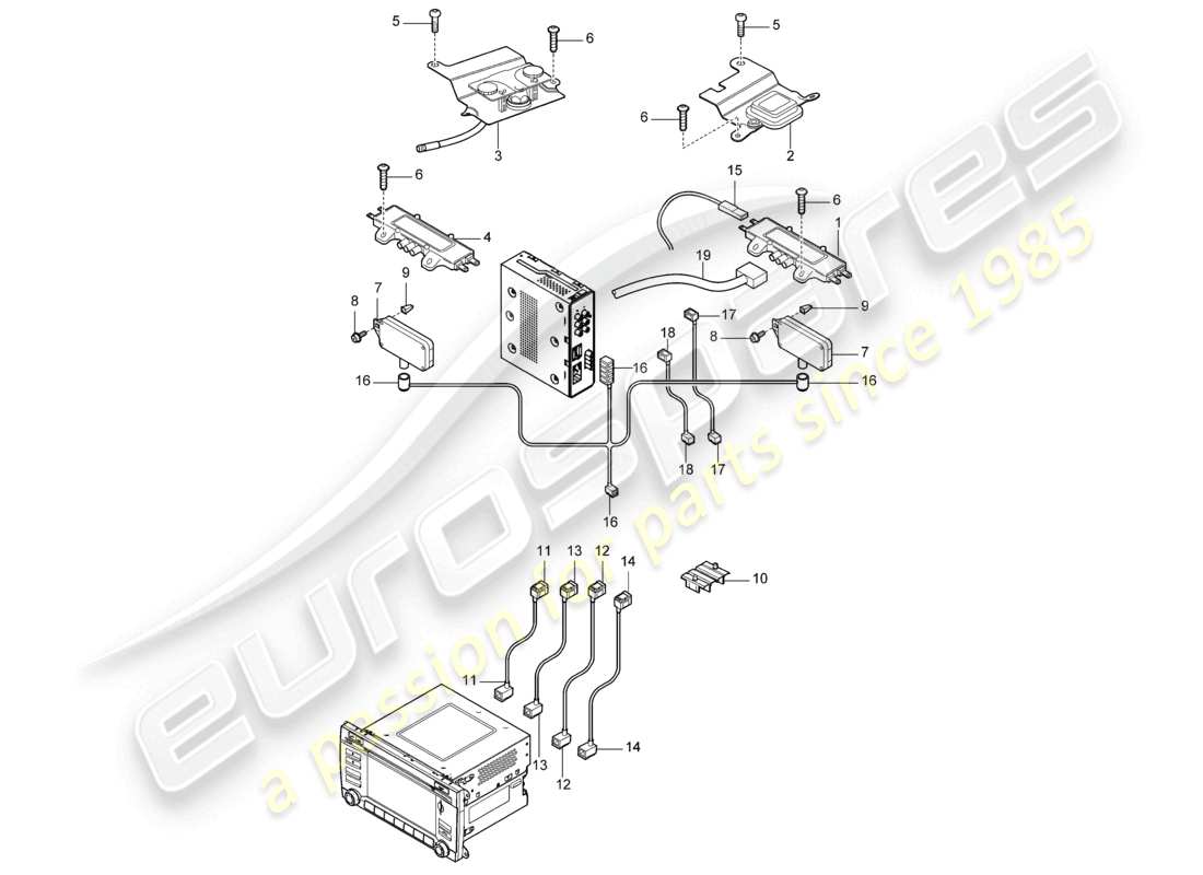 a part diagram from the porsche 2010 (cayenne e1 9pa) parts catalogue