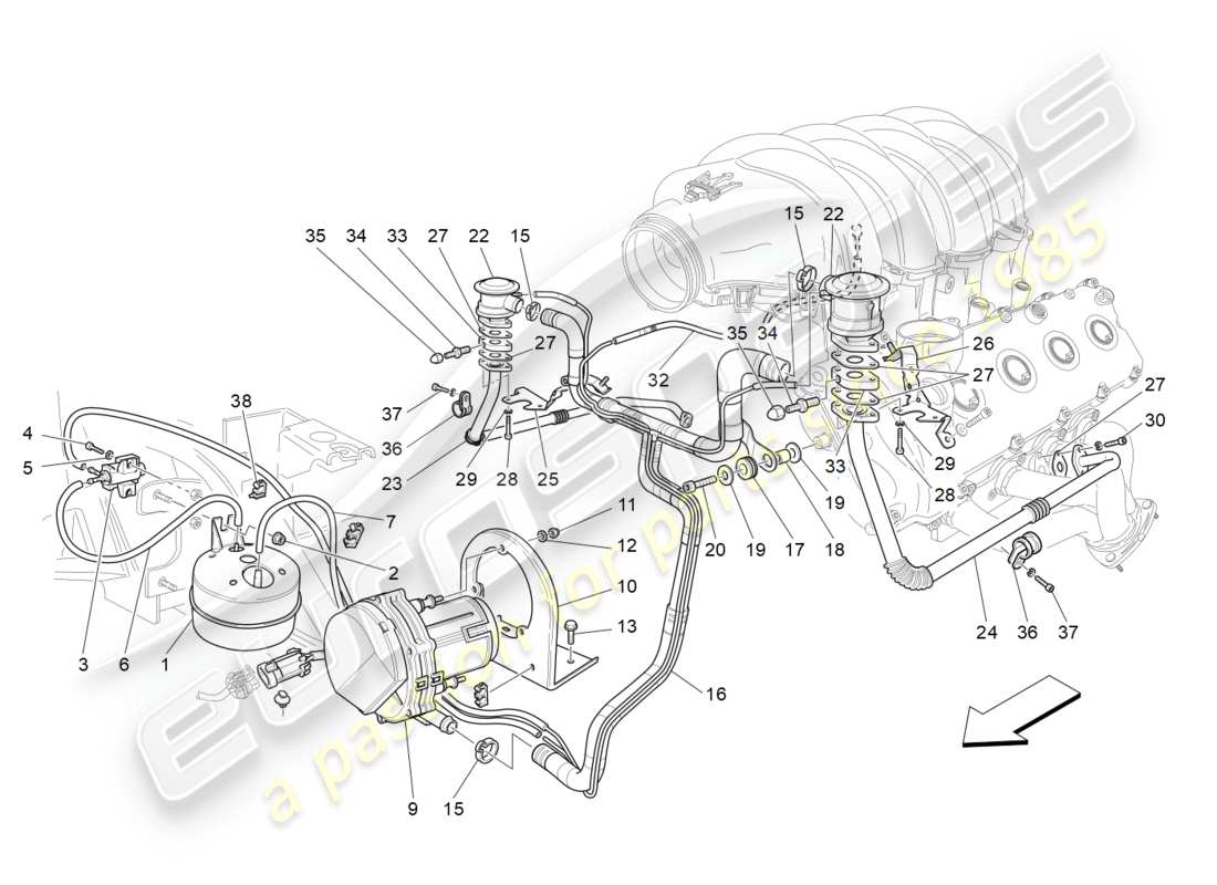 a part diagram from the maserati granturismo (2010) parts catalogue