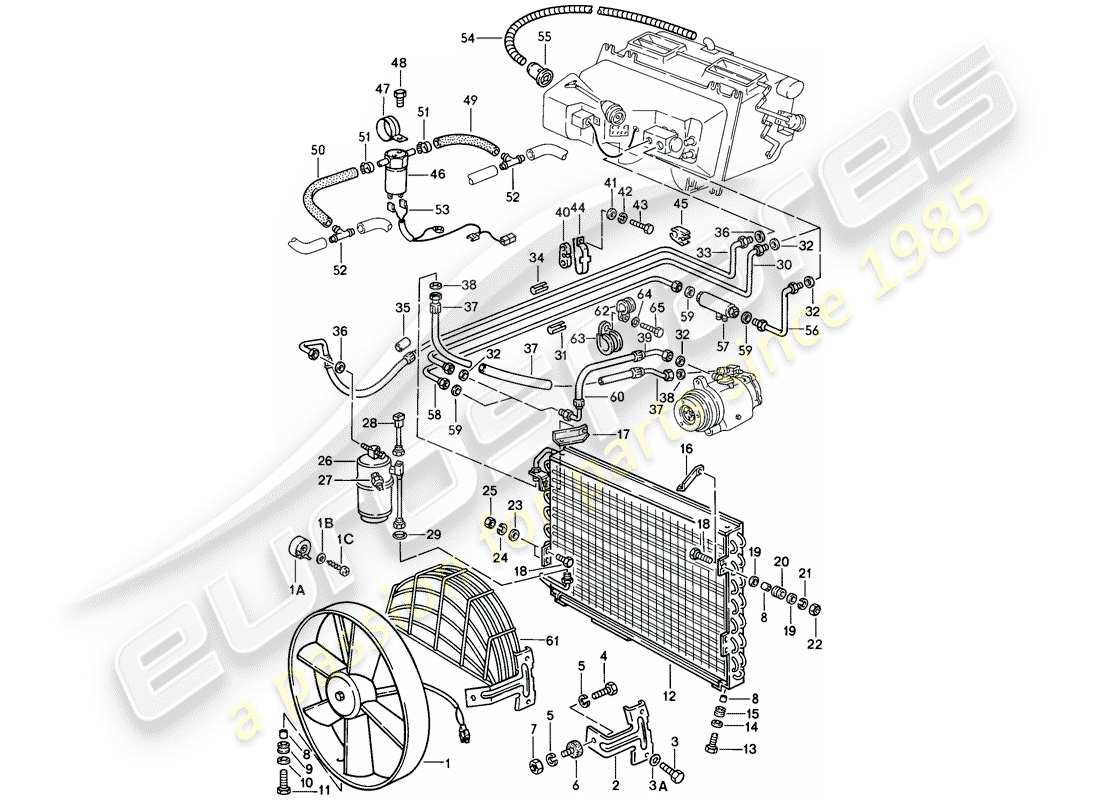 porsche 1986 (928) refrigerant circuit part diagram
