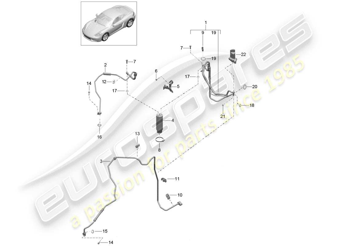 porsche 2020 (718 cayman) refrigerant circuit part diagram