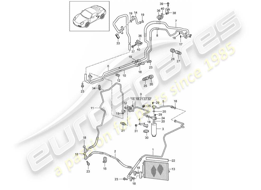 porsche 2010 (987 boxster) refrigerant circuit part diagram